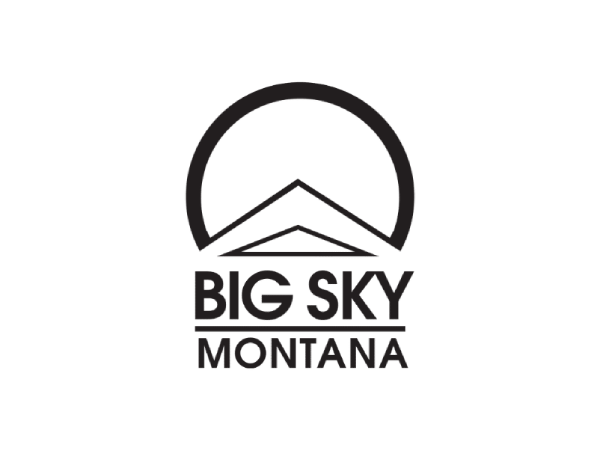 Logo of Big Sky Montana with a mountain and sun design on a white background