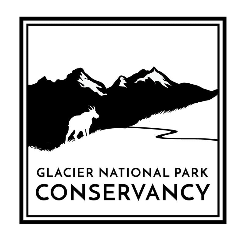 Logo of Glacier National Park Conservancy with a mountain and goat silhouette.