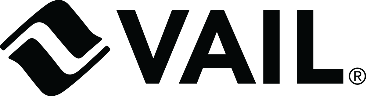 Vail logo with stylized mountain design and 'VAIL' text.